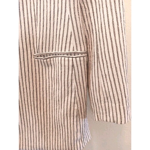 H&M Pinstripe Blazer Women's Sz 12 White Navy Striped Single Button Cotton Blend - Picture 5 of 14